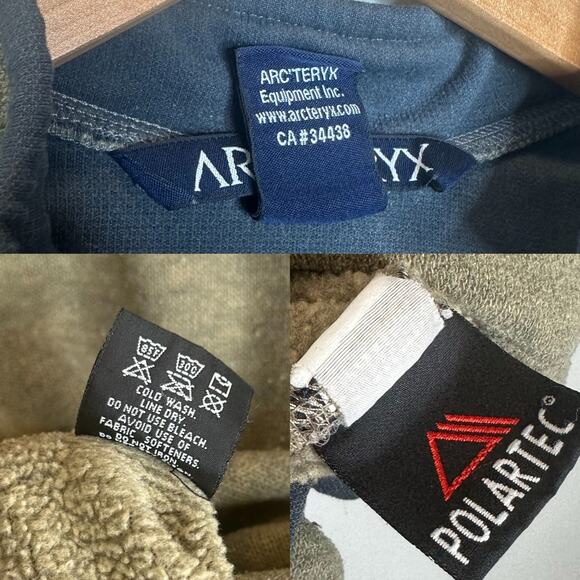 Vintage ARC'TERYX Covert Olive Green Fleece Quarter Zip Polartec Pullover Medium - Picture 6 of 11